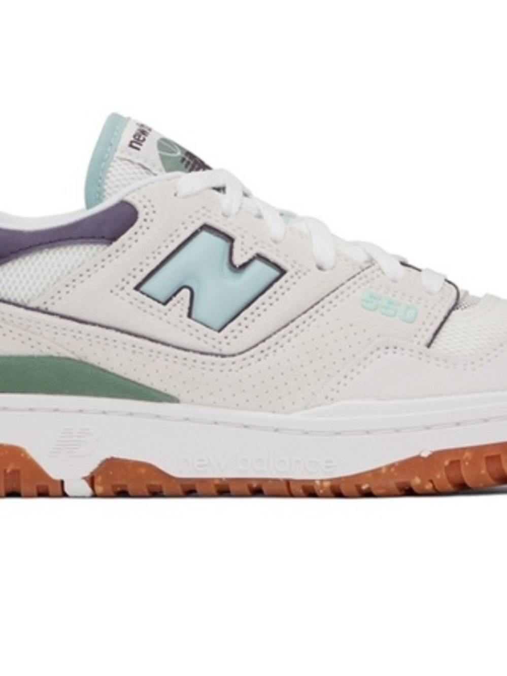 New Balance 550 Low-Top Sneaker in Cream with Mint Trim